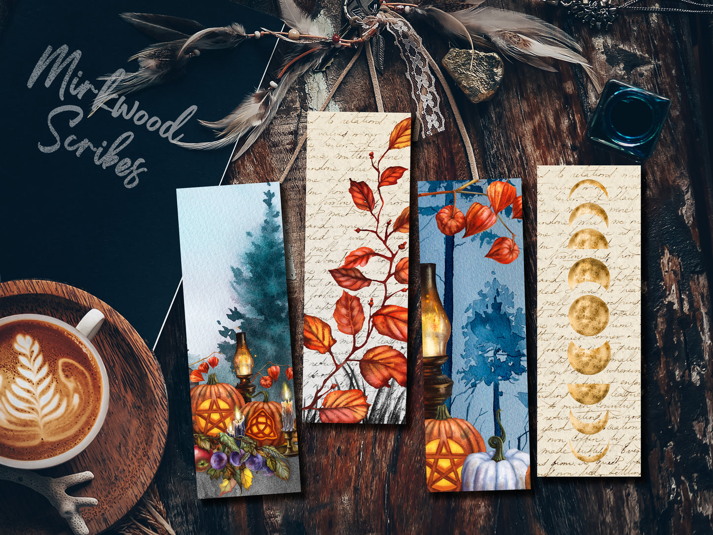 Bright Fall Leaves Watercolor Bookmark