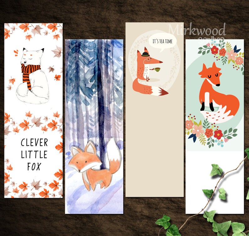 Snow Fox Watercolor Bookmark