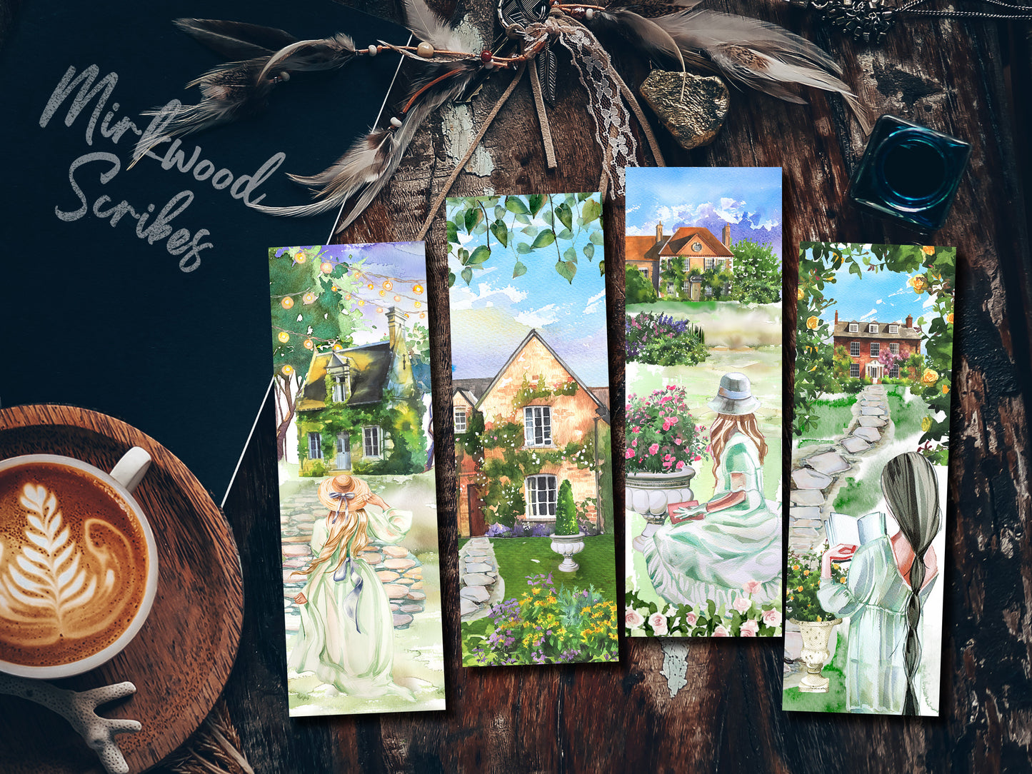 English Cottage Watercolor Bookmark