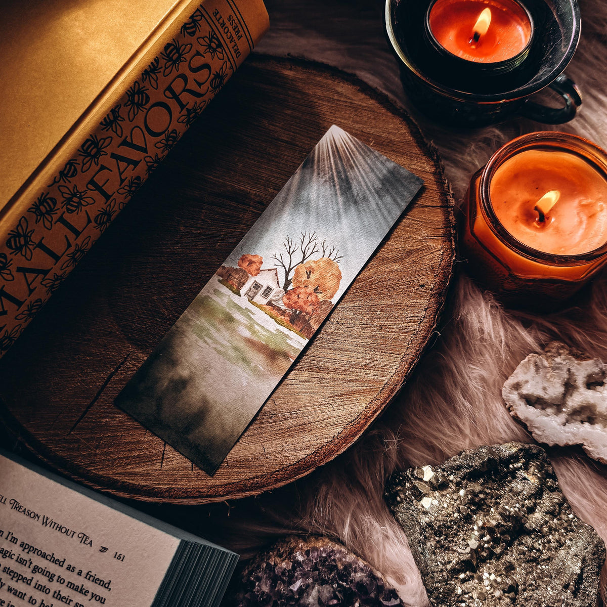 Fall Landscape Cozy Bookmark, Book Lover Gift for Cozy Season Book Club