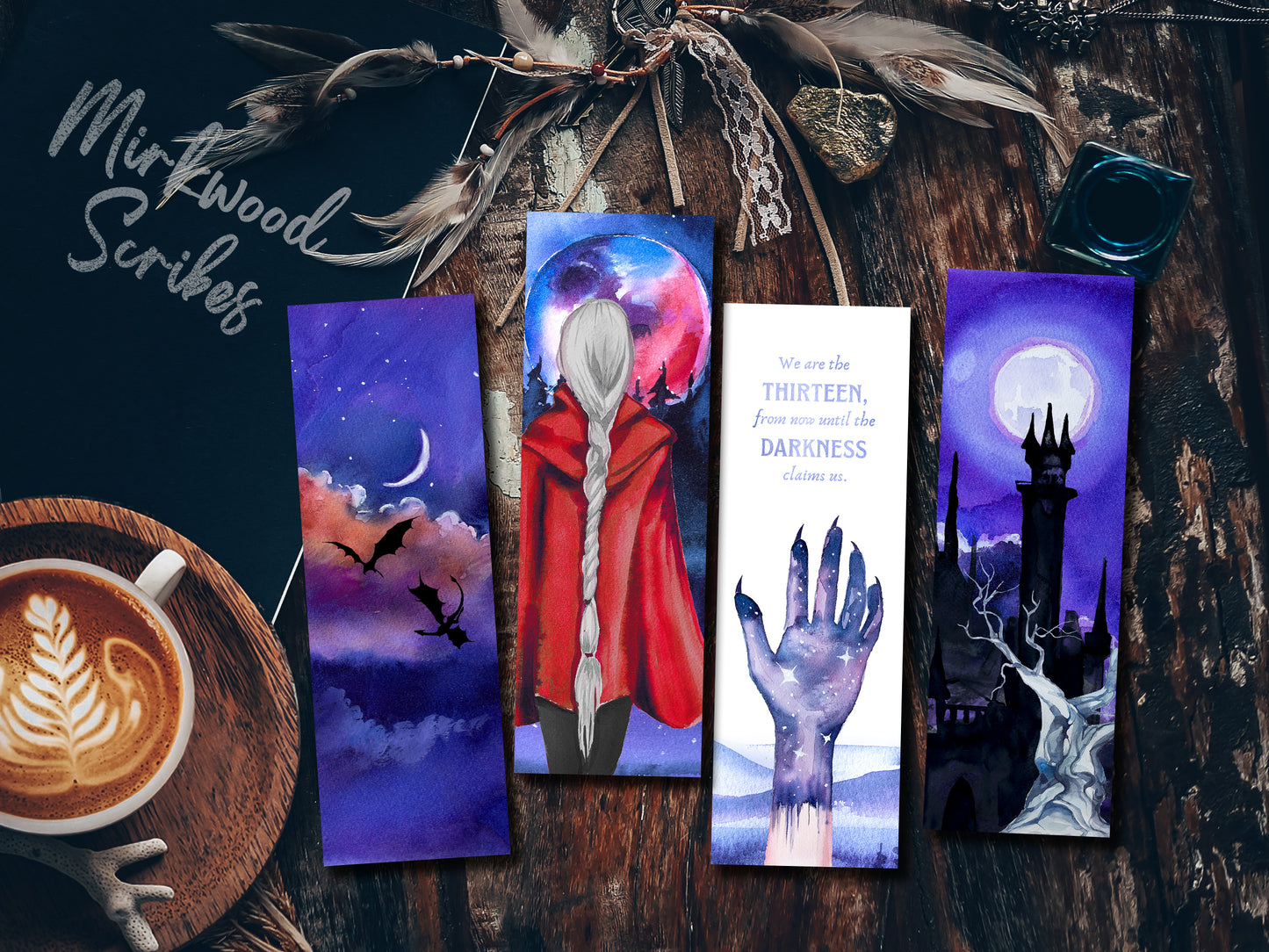 The Thirteen Watercolor Bookmark, Handmade Throne of Glass Bookmark Set