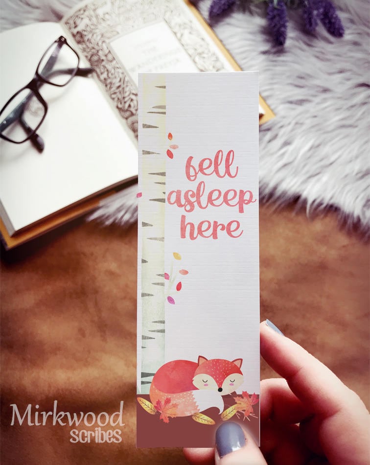 Fall Fox Watercolor Bookmark
