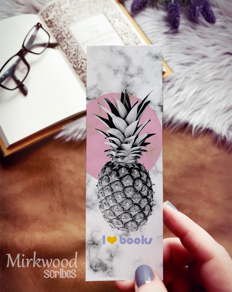 Pastel and Gray Pineapple Bookmark