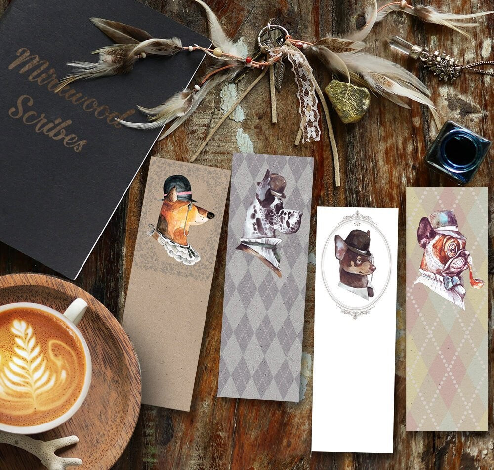 Printable Dogs in Hats Bookmark Set