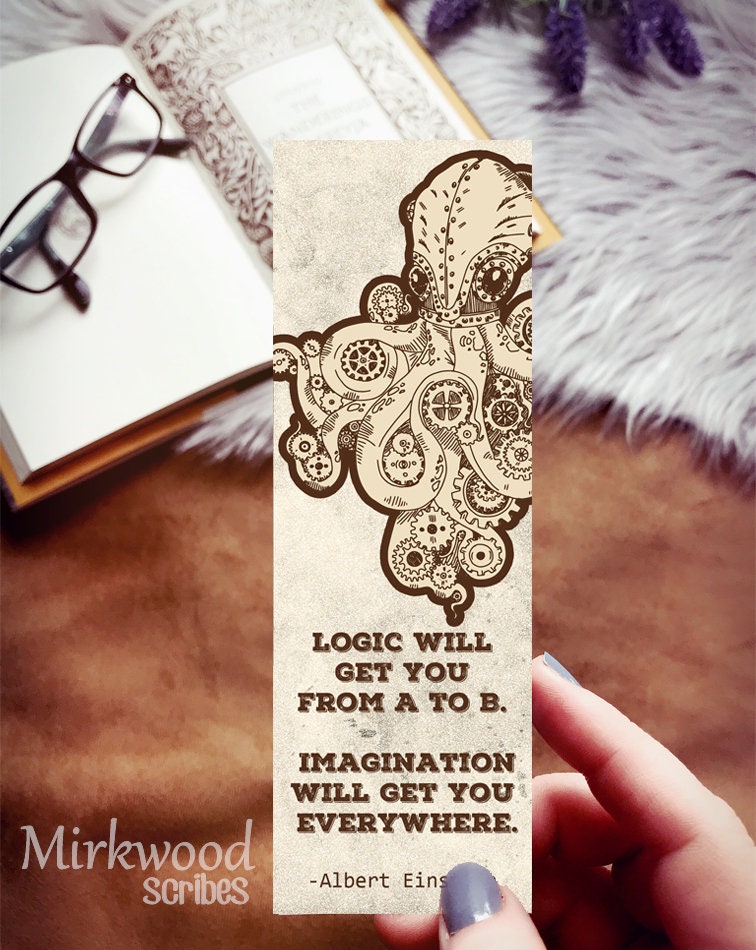 Steampunk Einstein Octopus Bookmark