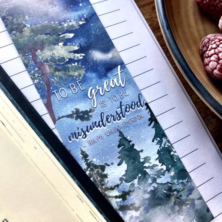 Printable Ralph Waldo Emerson Watercolor Bookmarks Set