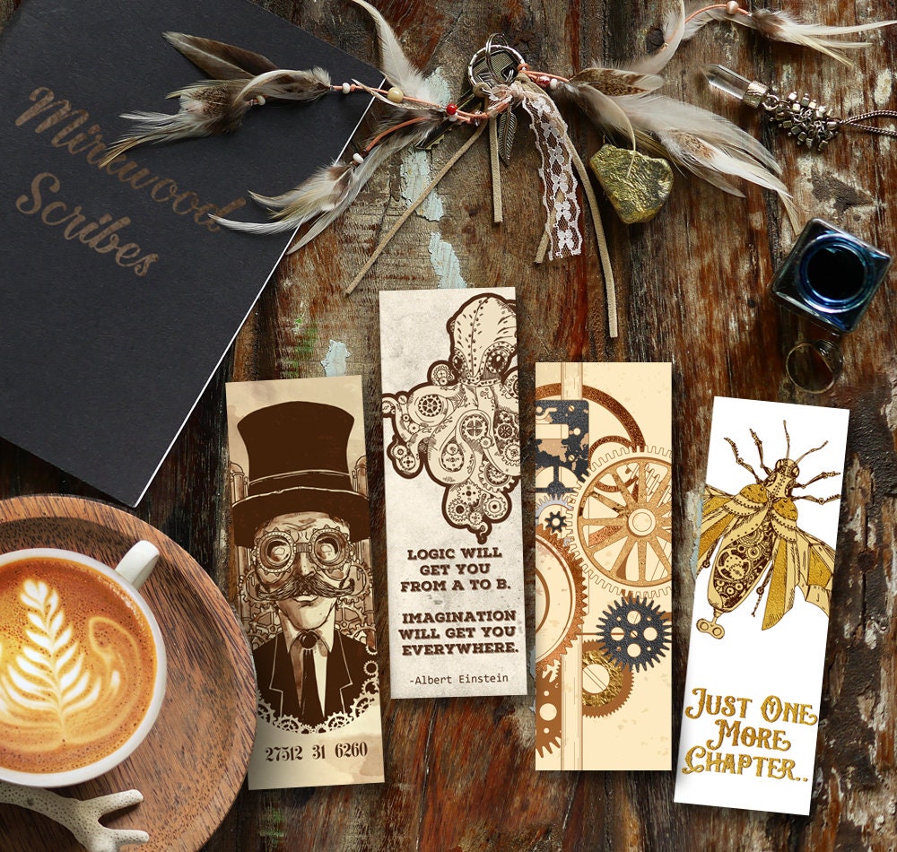Steampunk Einstein Octopus Bookmark