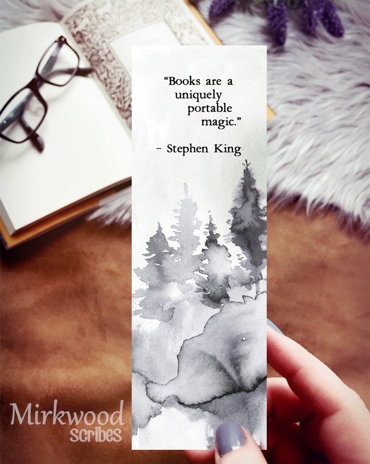 Books are a Uniquely Portable Magic Quote Watercolor Bookmark