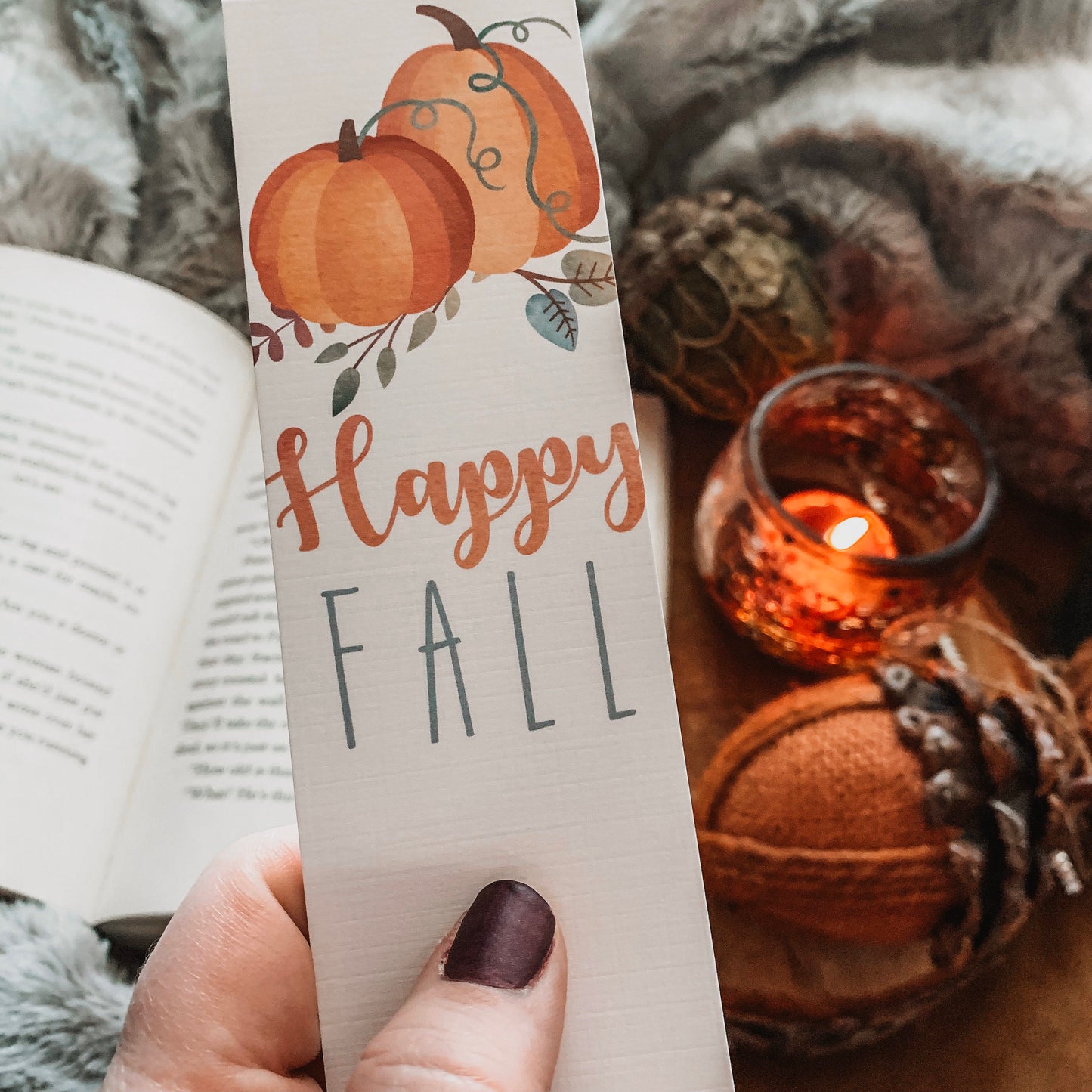 Happy Fall Halloween Pumpkins Watercolor Bookmark Bundle