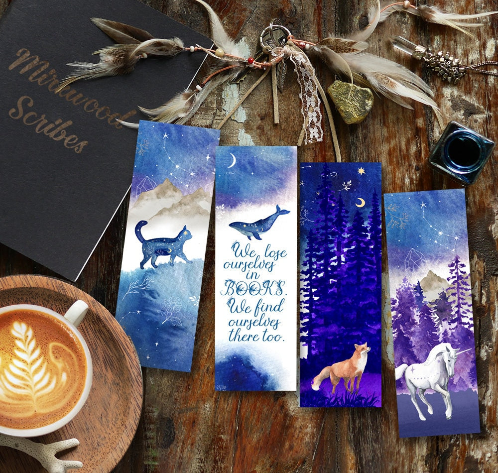 Watercolor Galaxy Whale Bookmark