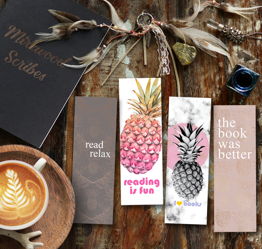 Pastel and Gray Pineapple Bookmark