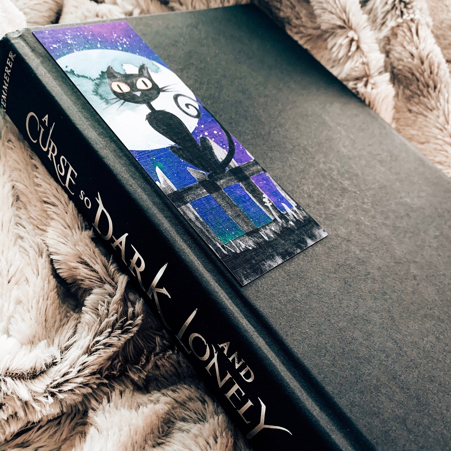 Black Cat Halloween Watercolor Bookmark