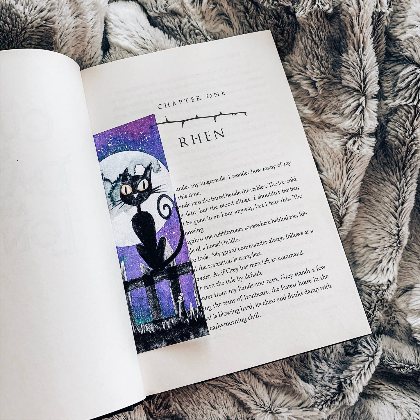 Black Cat Halloween Watercolor Bookmark