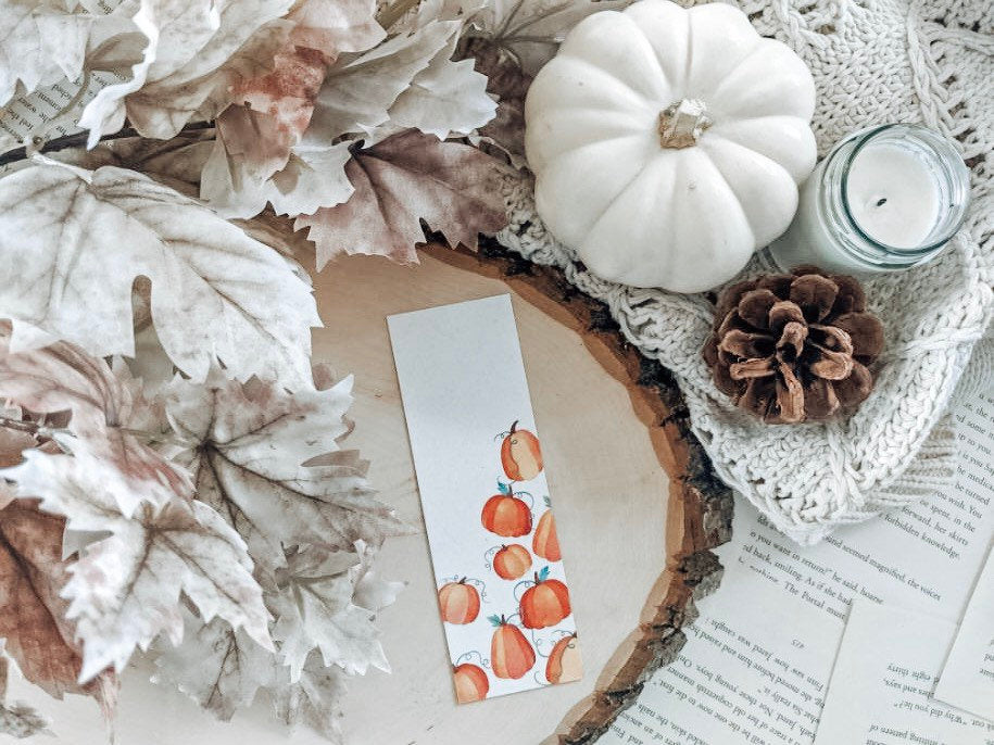 Happy Fall Halloween Pumpkins Watercolor Bookmark Bundle