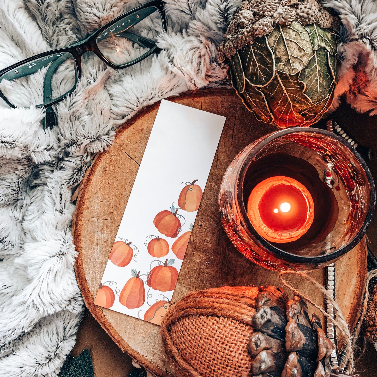 Happy Fall Halloween Pumpkins Watercolor Bookmark Bundle