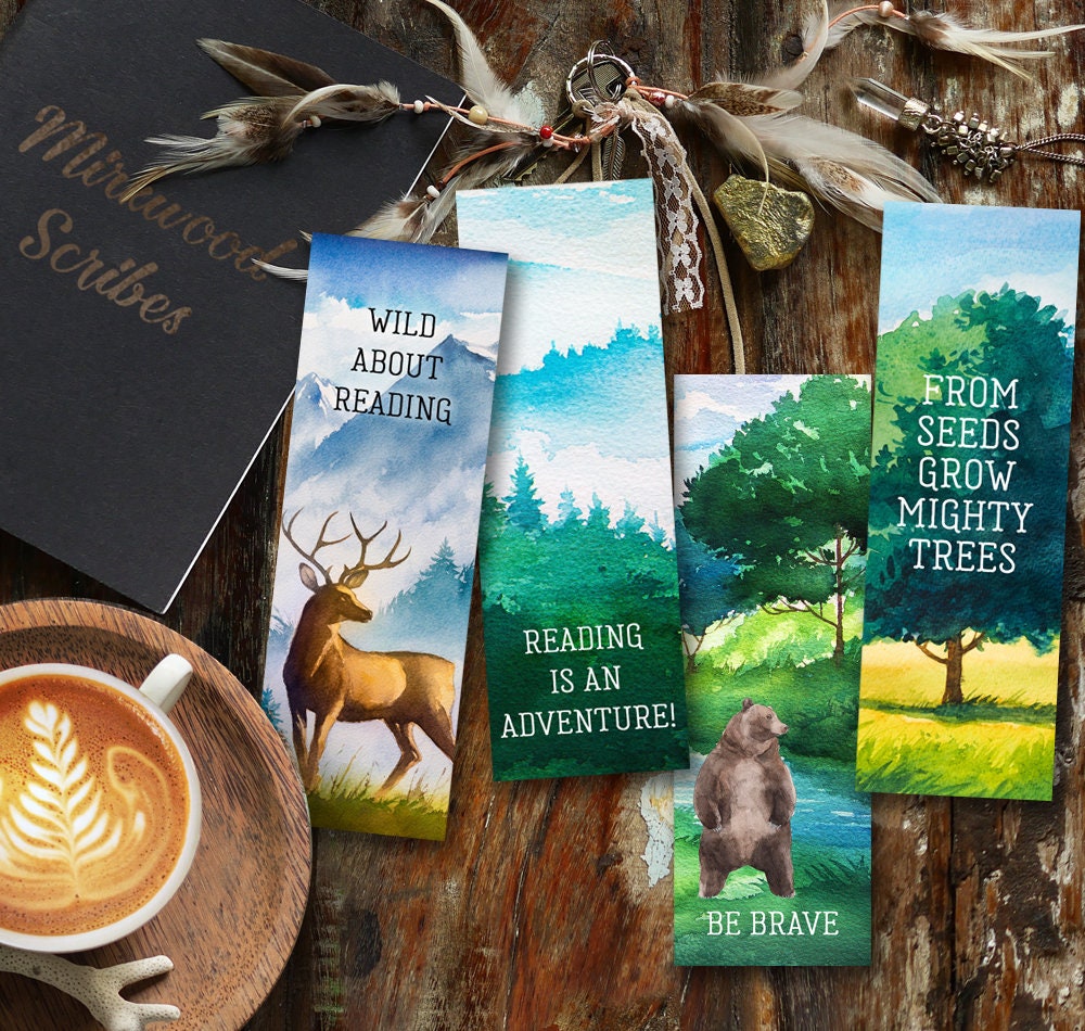 Brave Grizzly Bear Watercolor Bookmark