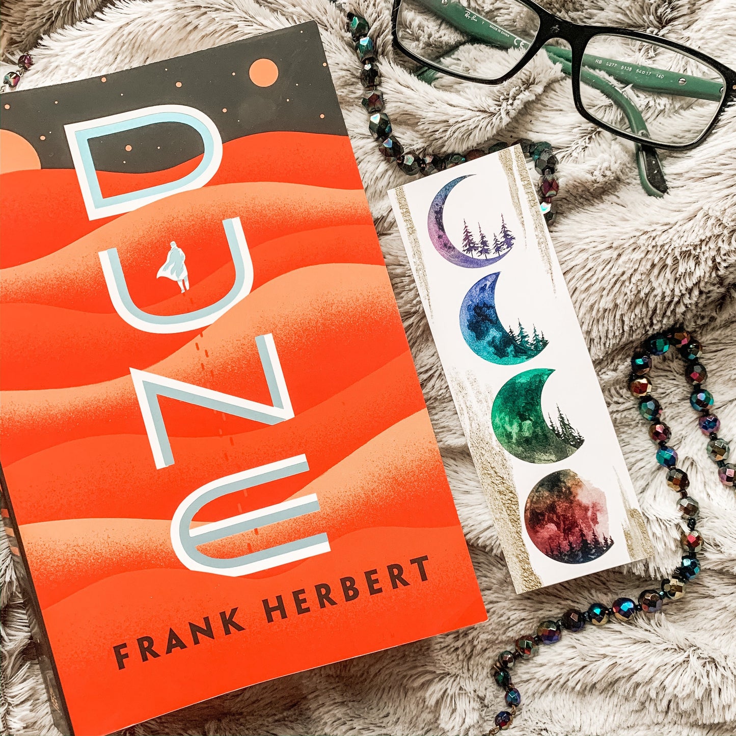 Rainbow Moon Phase Watercolor Bookmark