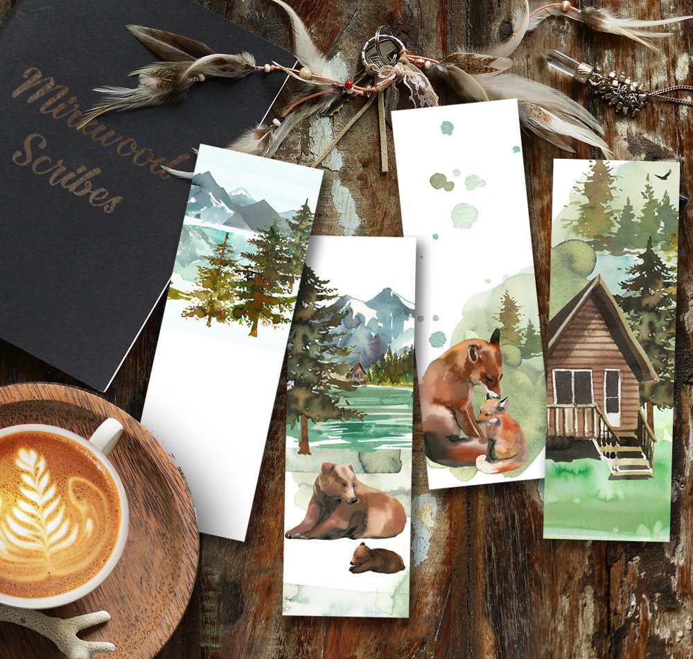 Watercolor Cabin in the Forest Bookmark