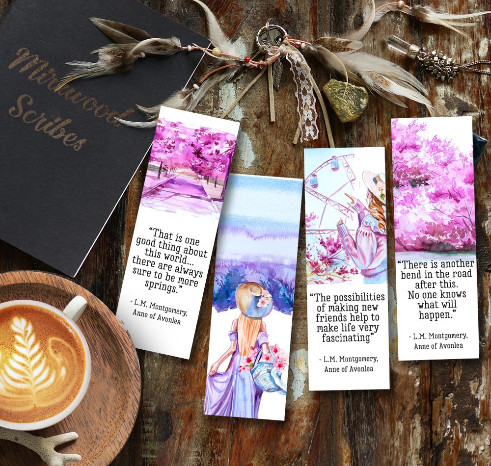 Watercolor Girl Spring Flowers Bookmark