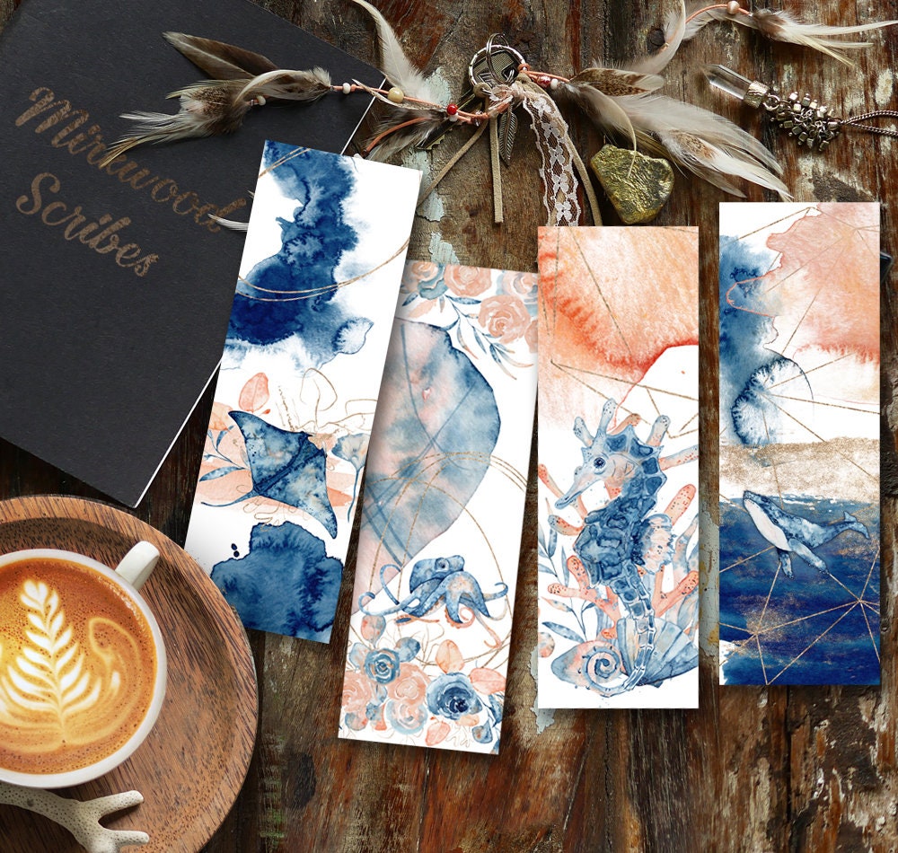 Watercolor Stingray Sea Life Bookmark