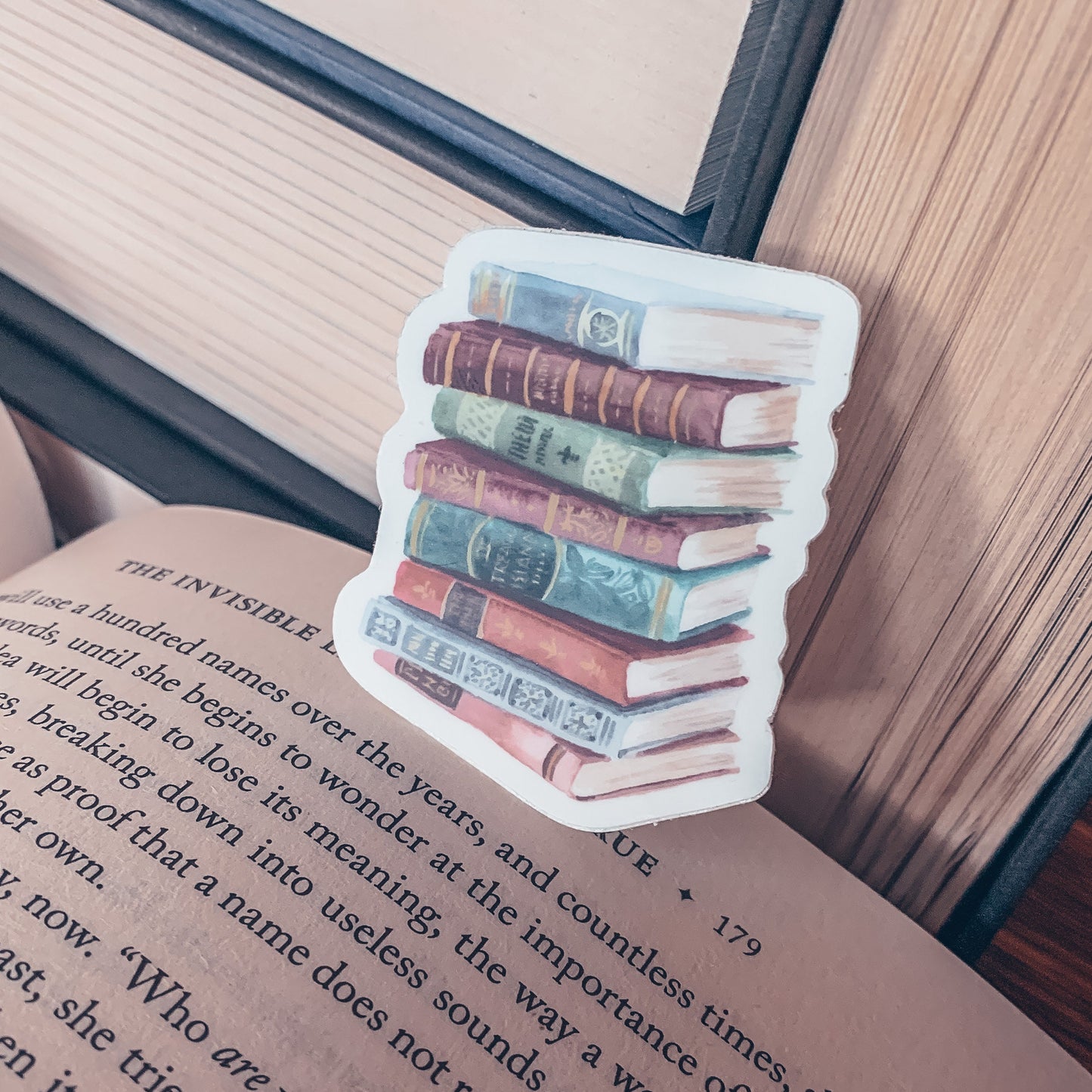 Bookstack Watercolor Vinyl Sticker