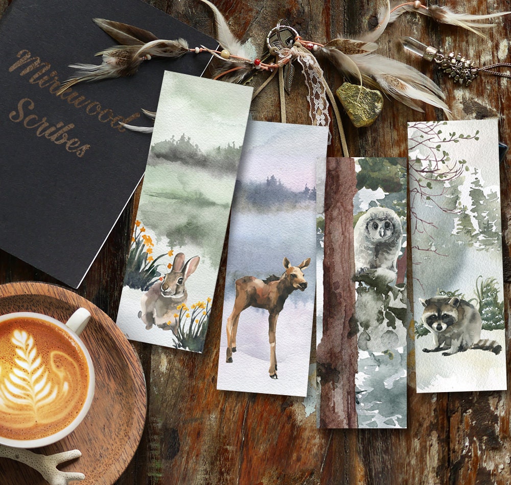 Woodland Baby Raccoon Watercolor Bookmark