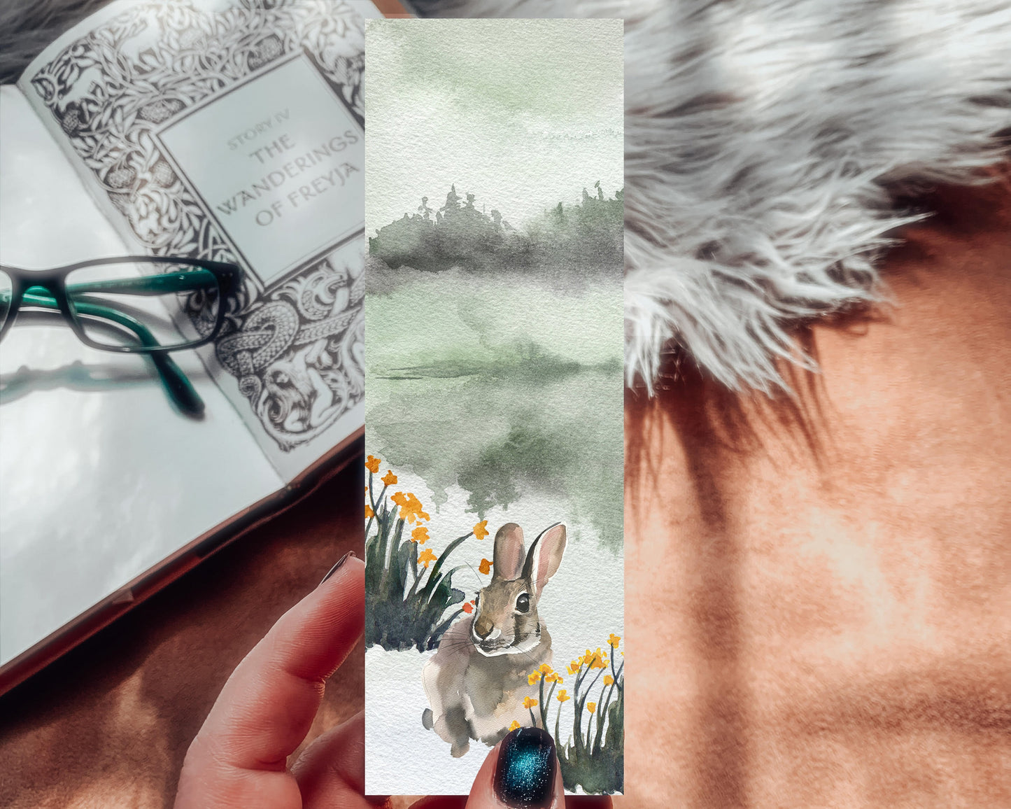 Woodland Baby Bunny Watercolor Bookmark