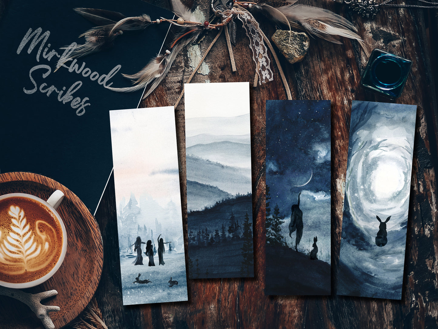Watercolor Mystical Landscape Moon Dance Bookmark