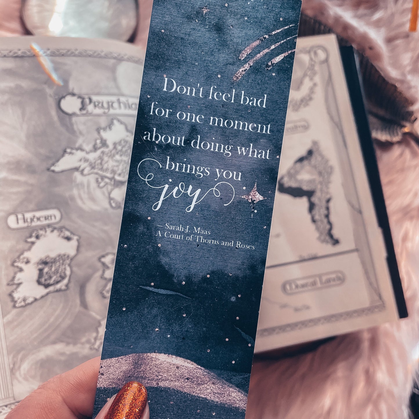 ACOTAR Quote Watercolor Bookmark, Don't Feel Bad for One Moment About Doing What Brings You Joy