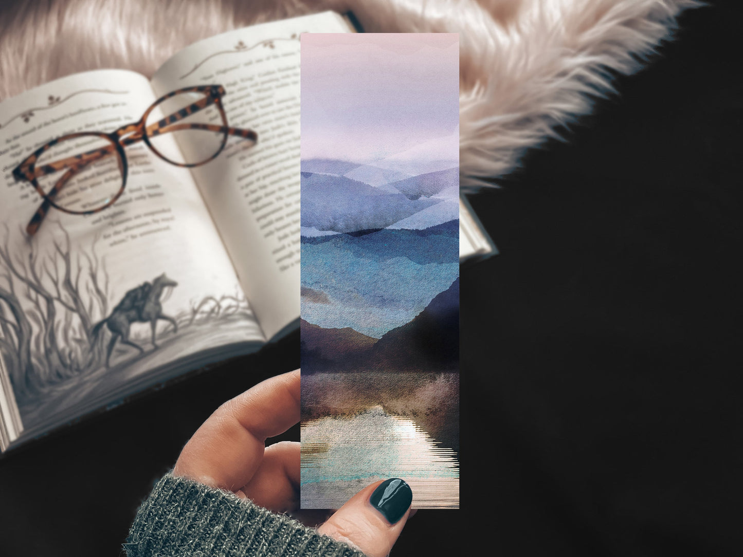 Lake Landscape Watercolor Bookmark