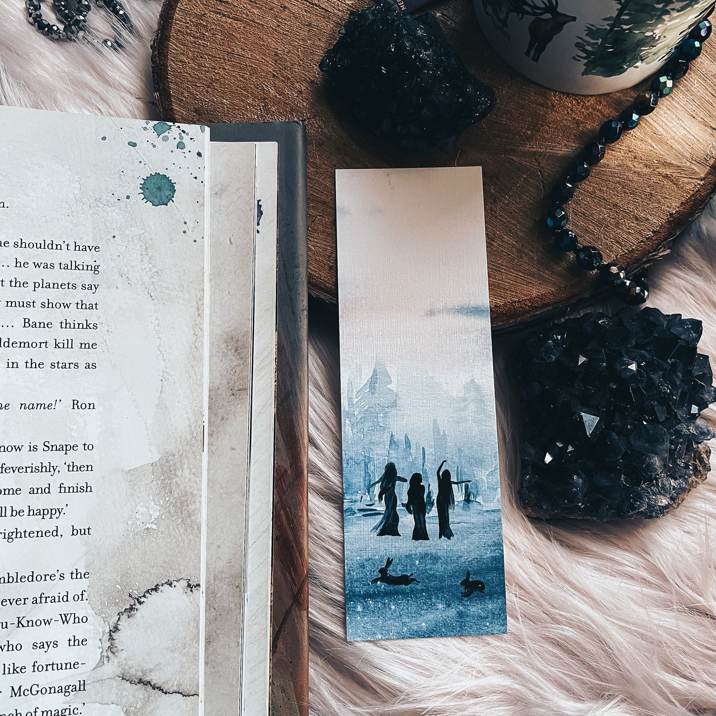 Watercolor Mystical Landscape Moon Dance Bookmark