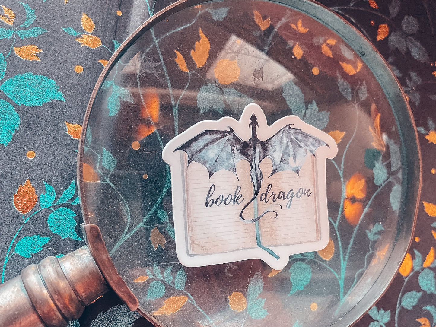 Book Dragon Watercolor Vinyl Sticker