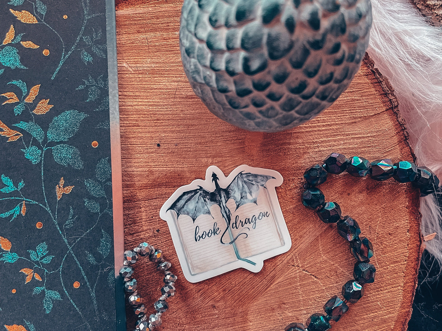 Book Dragon Watercolor Vinyl Sticker