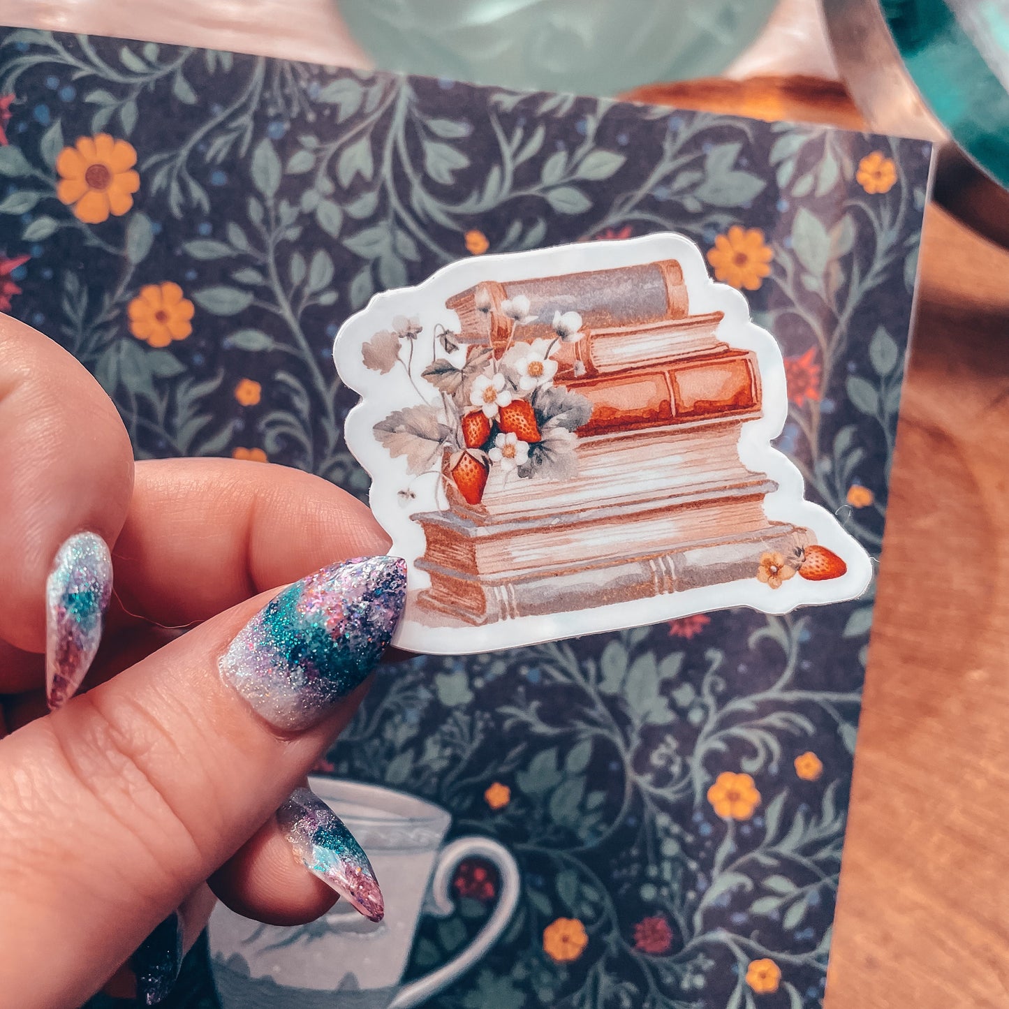 Summer Bookstack Watercolor Vinyl Sticker