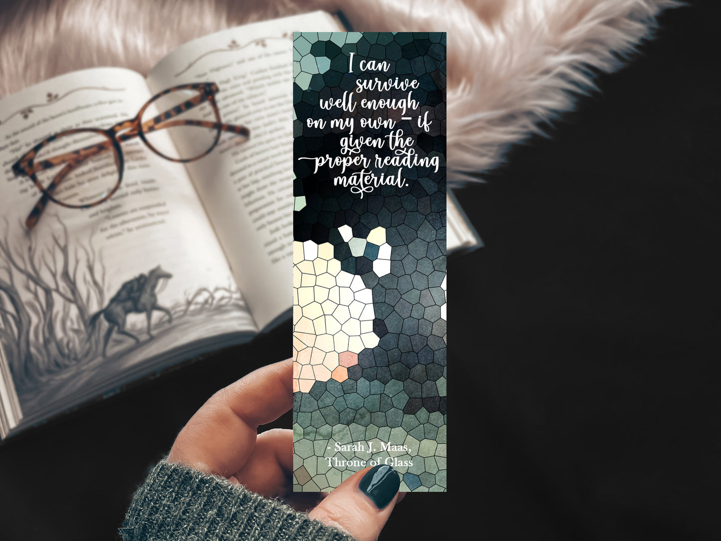 Throne of Glass Quote Watercolor Bookmark, Survival