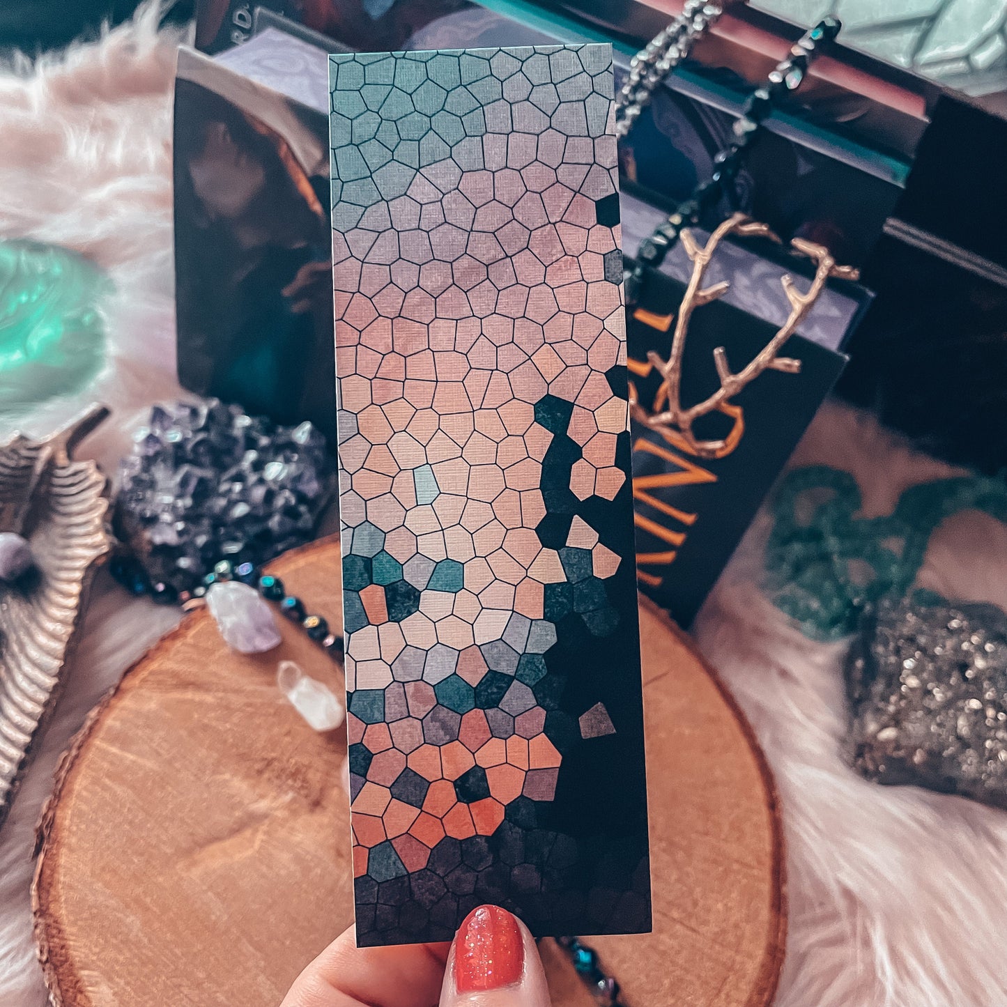 Stained Glass Mosaic Watercolor Bookmark