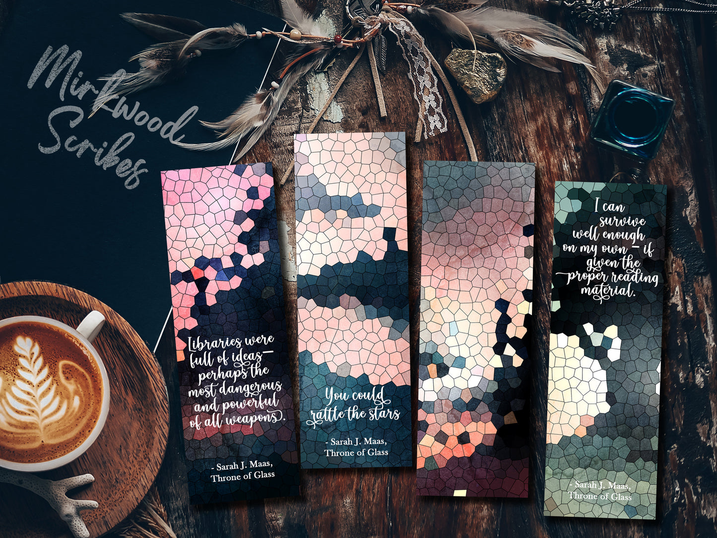 Throne of Glass Quote Watercolor Bookmark, Survival