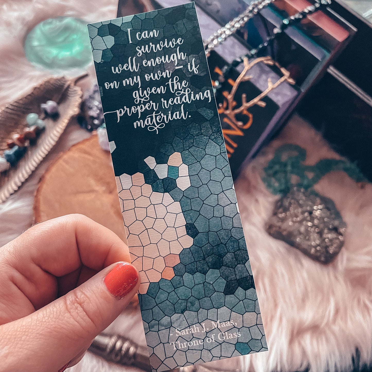 Throne of Glass Quote Watercolor Bookmark, Survival