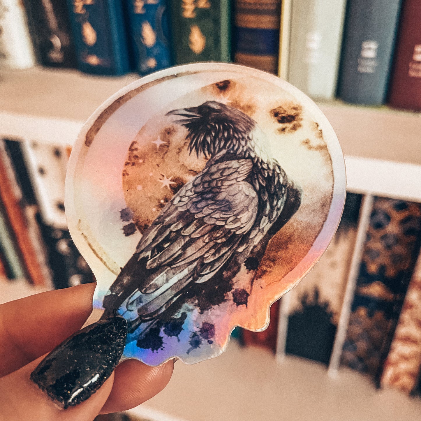 Holographic Raven Vinyl Sticker