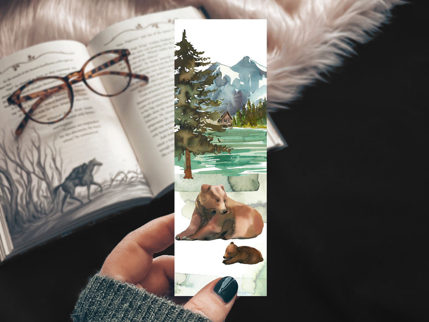 Grizzly Bear Watercolor Bookmark