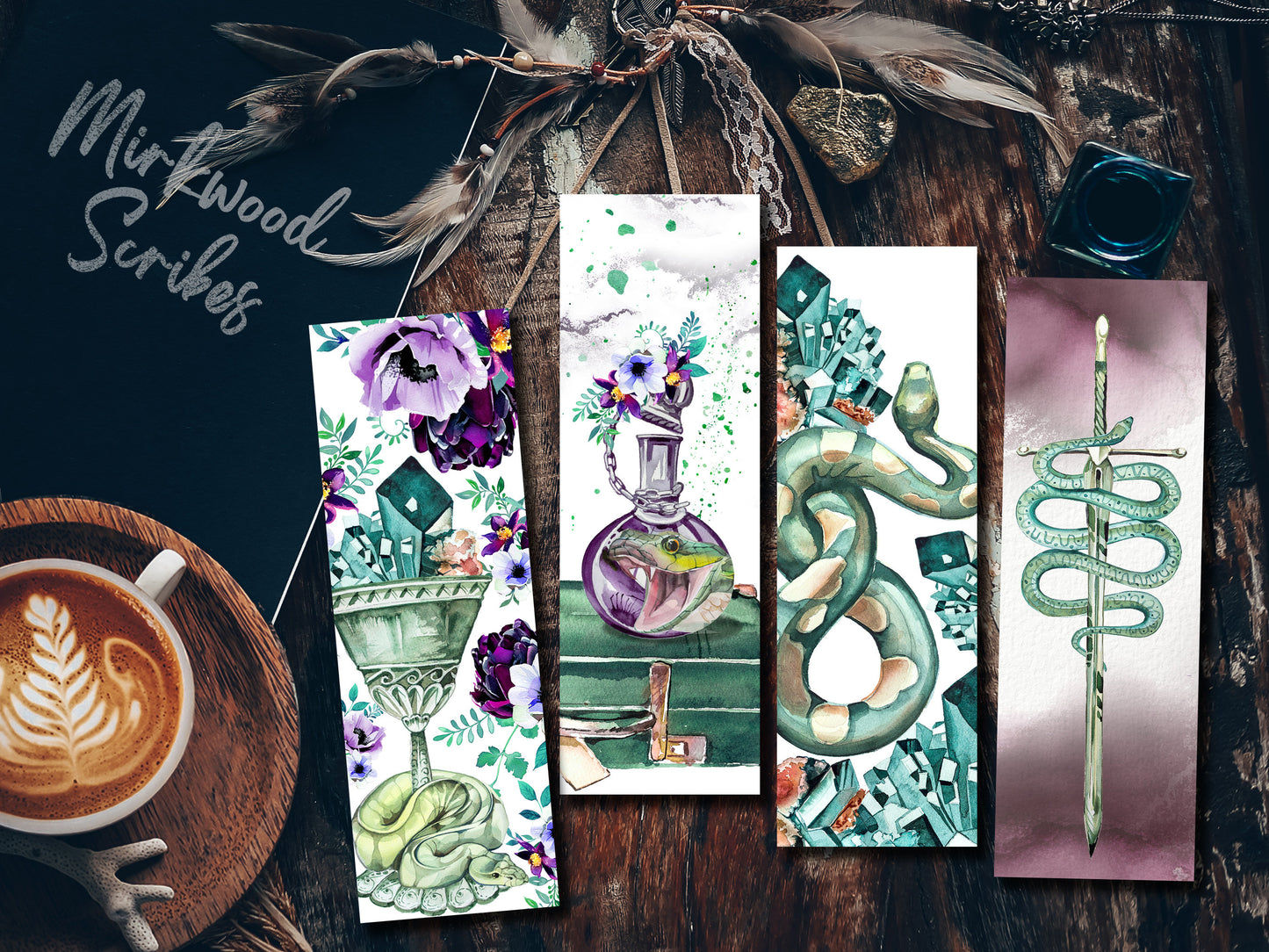 Snake Potion Watercolor Bookmark