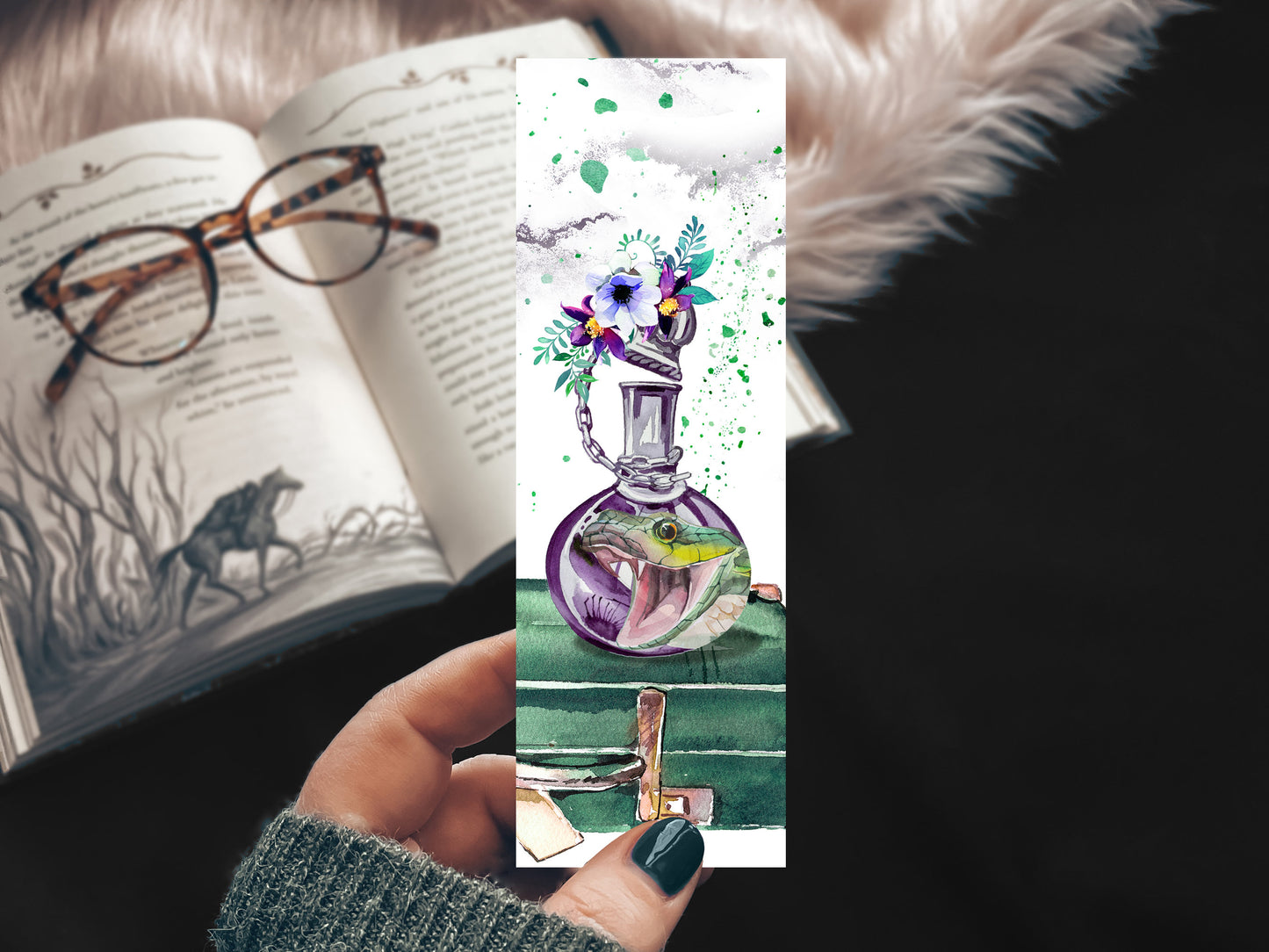 Snake Potion Watercolor Bookmark