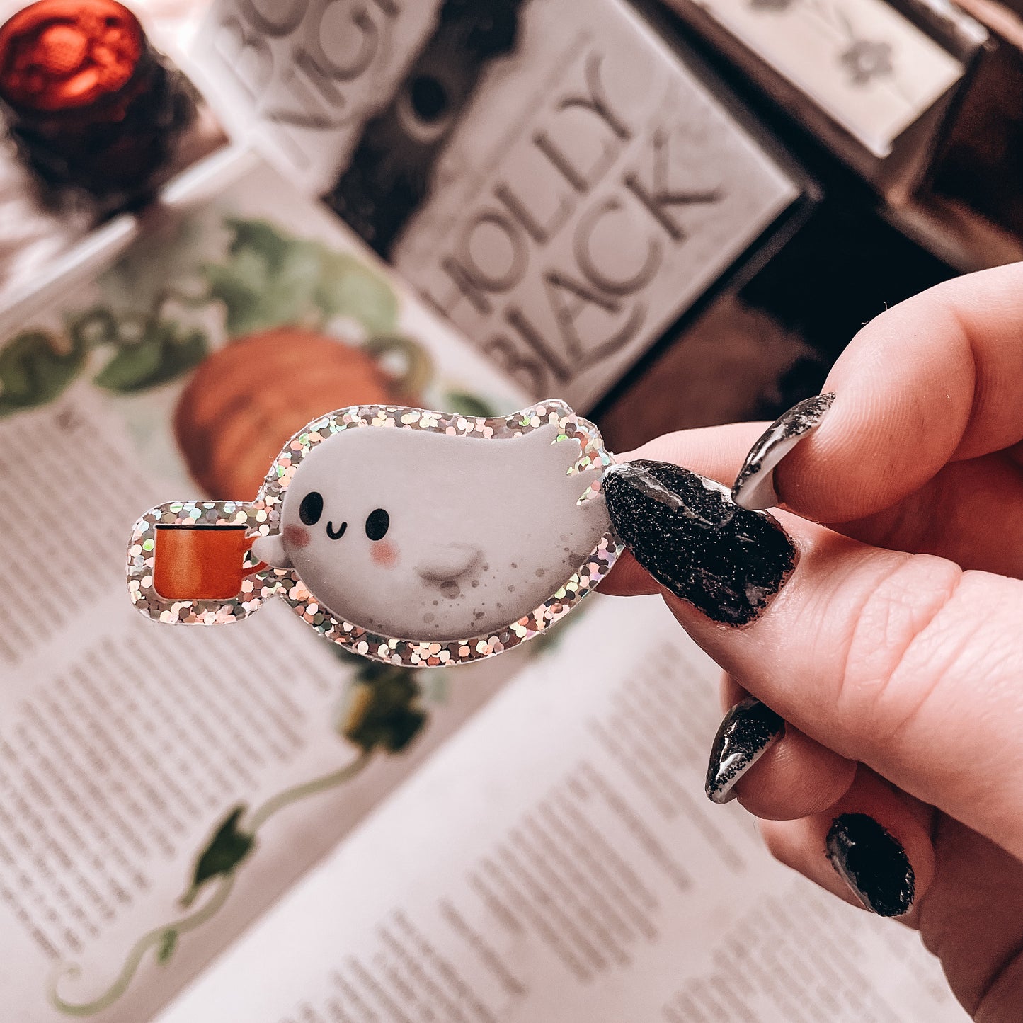 Glitter Ghost Watercolor Vinyl Sticker