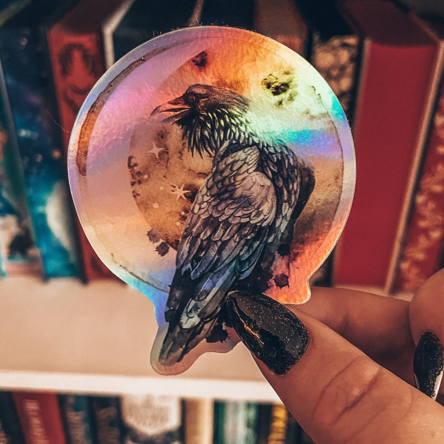 Holographic Raven Vinyl Sticker