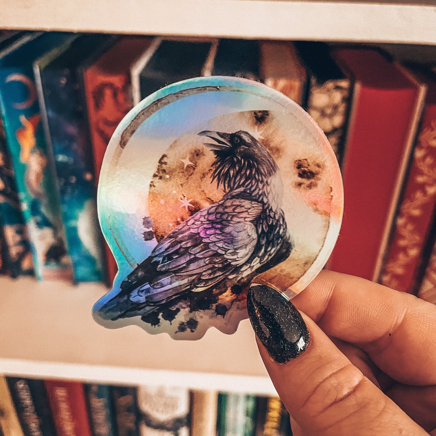 Holographic Raven Vinyl Sticker