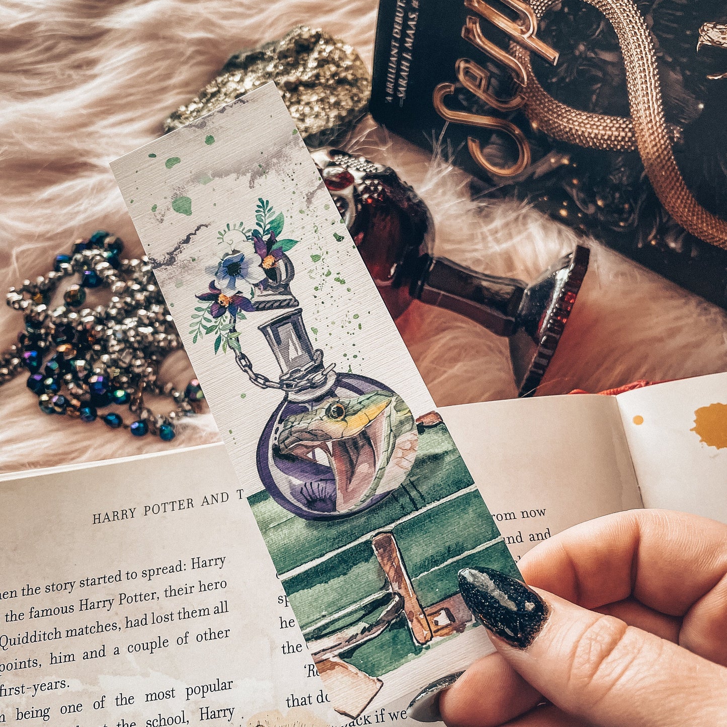 Snake Potion Watercolor Bookmark