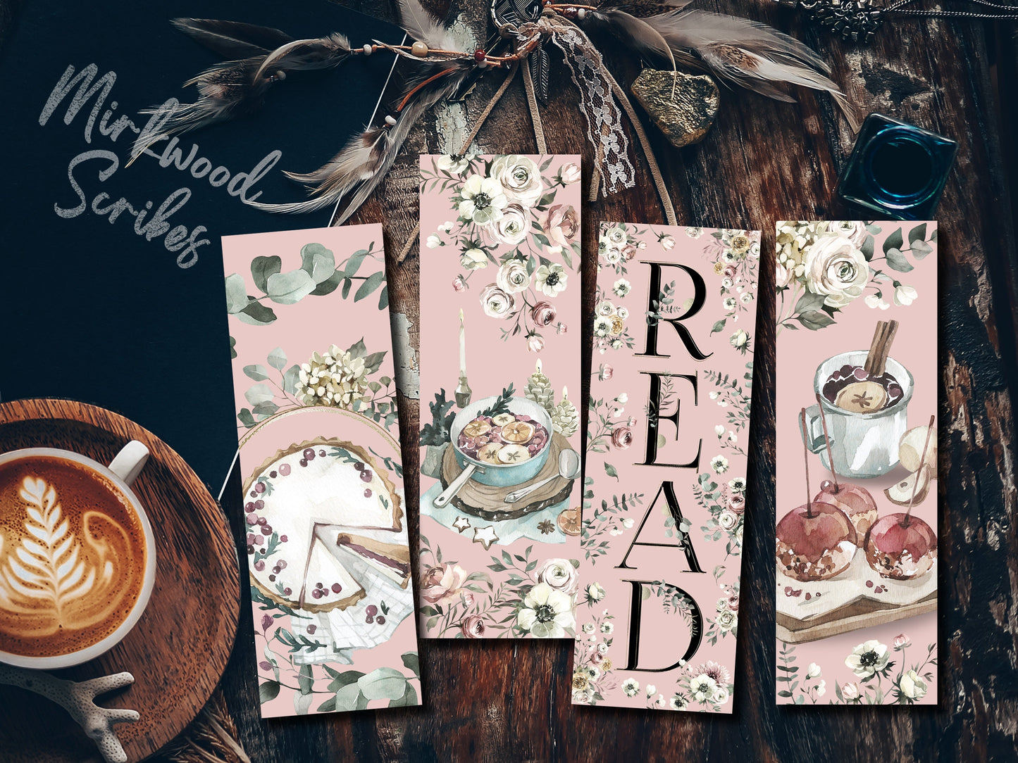 Candy Apples Watercolor Bookmark