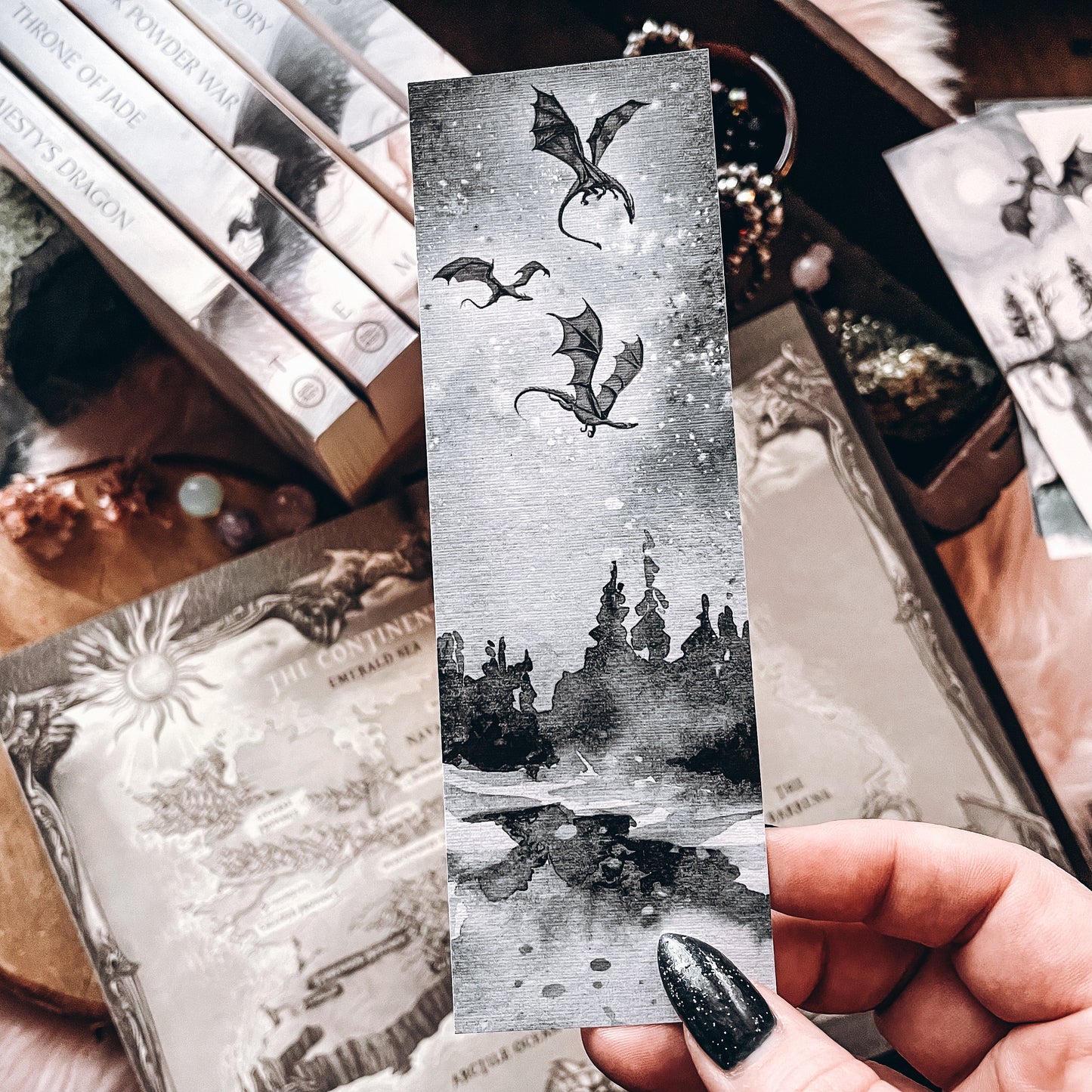 Epic Dragon Trio Watercolor Bookmark