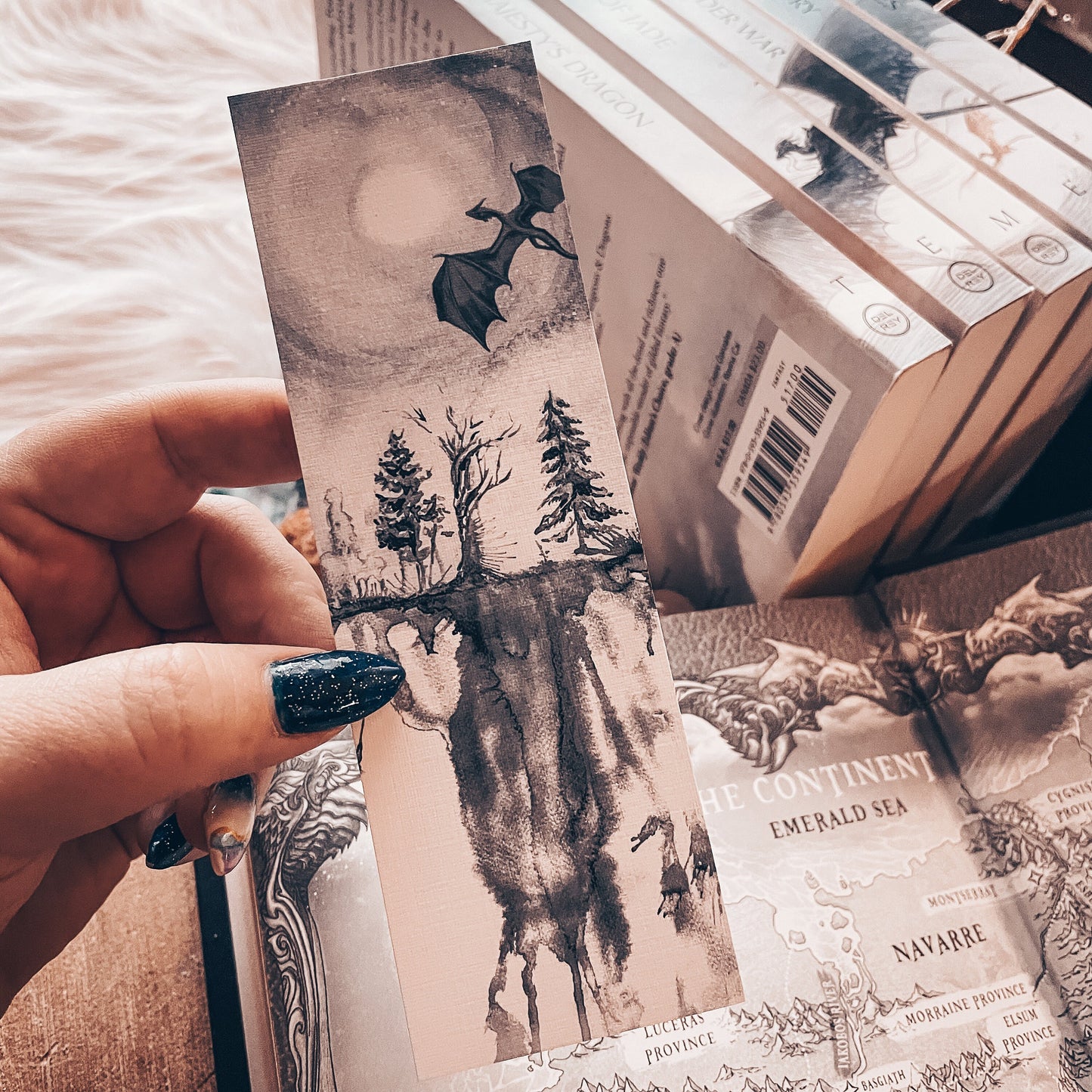 Black Dragon Watercolor Bookmark