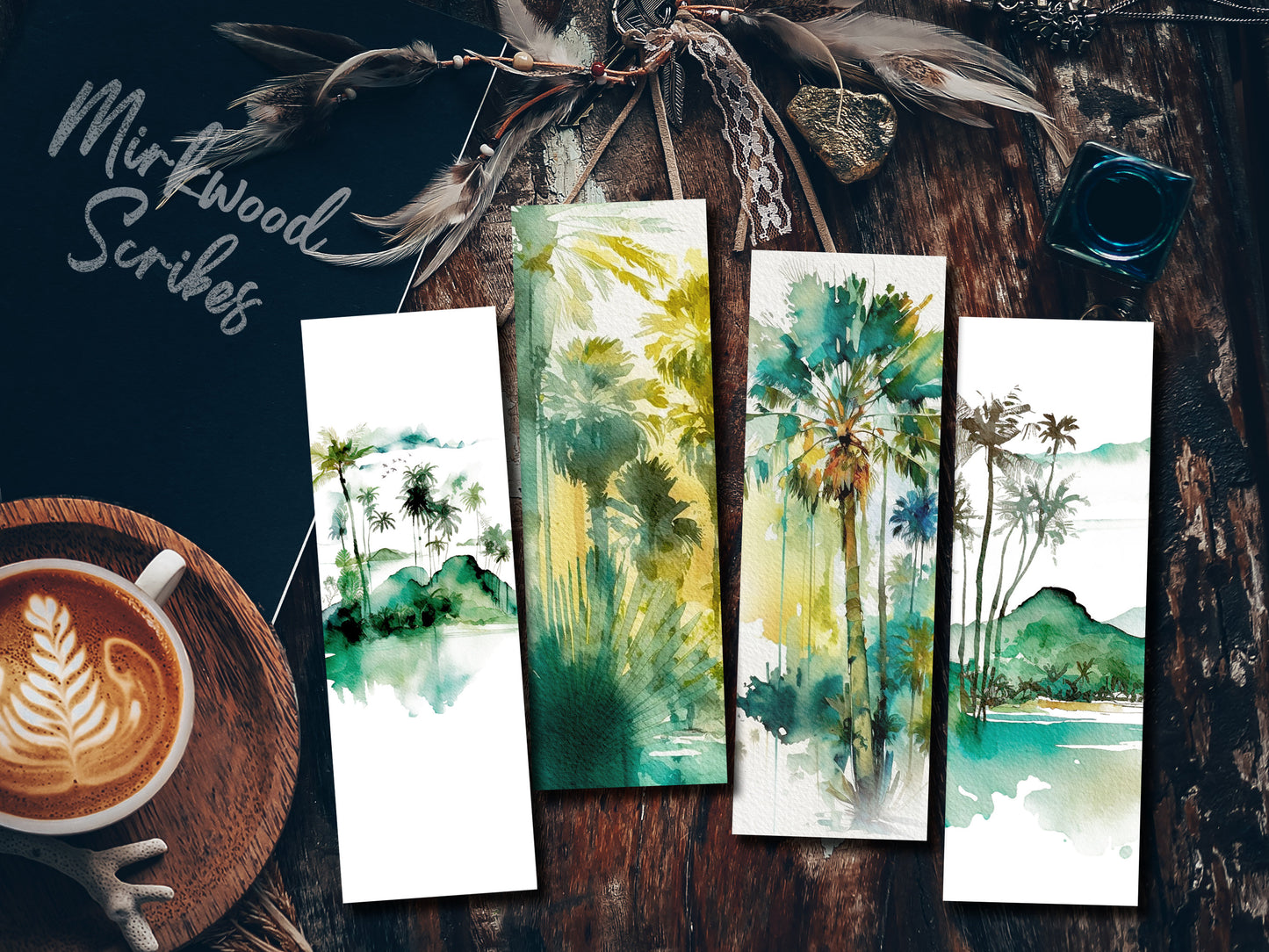 Tropical Beach Watercolor Bookmark